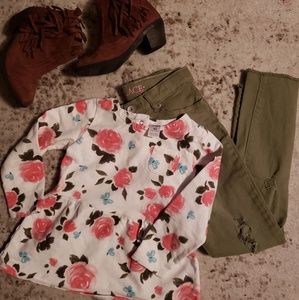 Adorable Carter's Floral Peplum Sweatshirt 4t